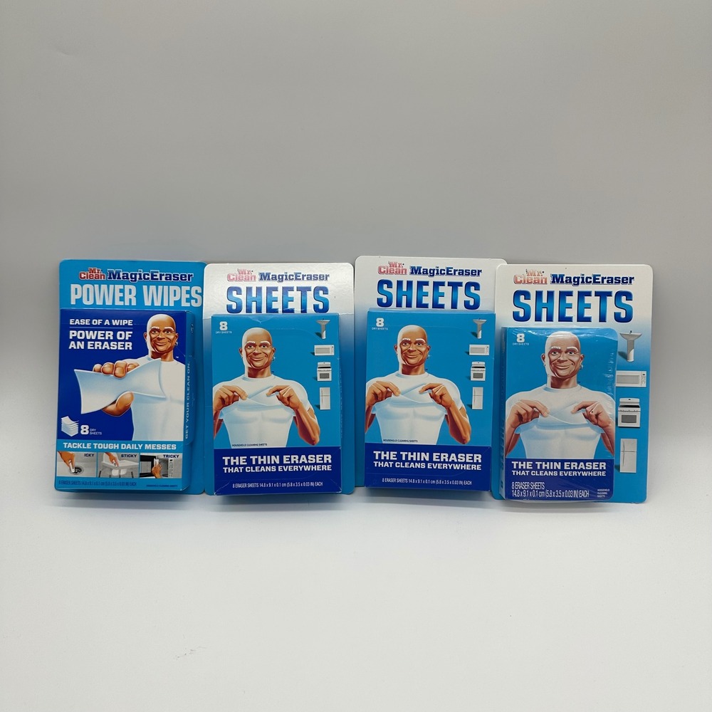 Mr. Clean Magic Eraser SHEETS 4 packs of 8 Count 32 Thin Dry Sheets Total READ